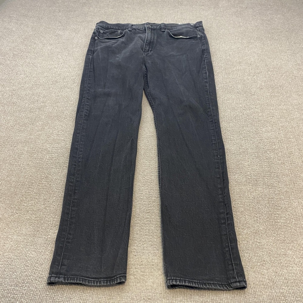 Rag & Bone Fit 2 Slim Straight Jeans Black Charcoal Stretch Denim Mens 36 Hemmed